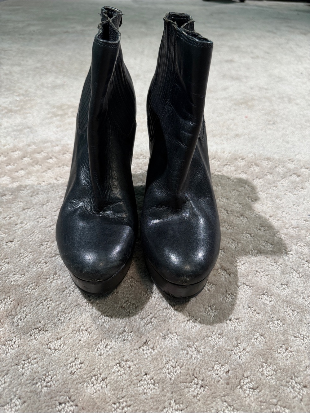 Michael Kors Black Leather Platform Ankle Boots